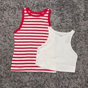 Bundle of 2pcs tank tops Ladies XL *Striped tank & crop top Summer Outfit NWT